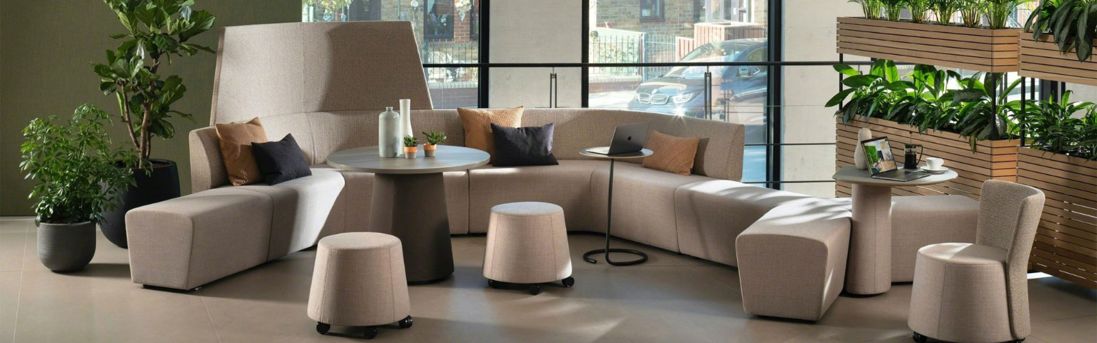 Away from desk modular seating in modern office