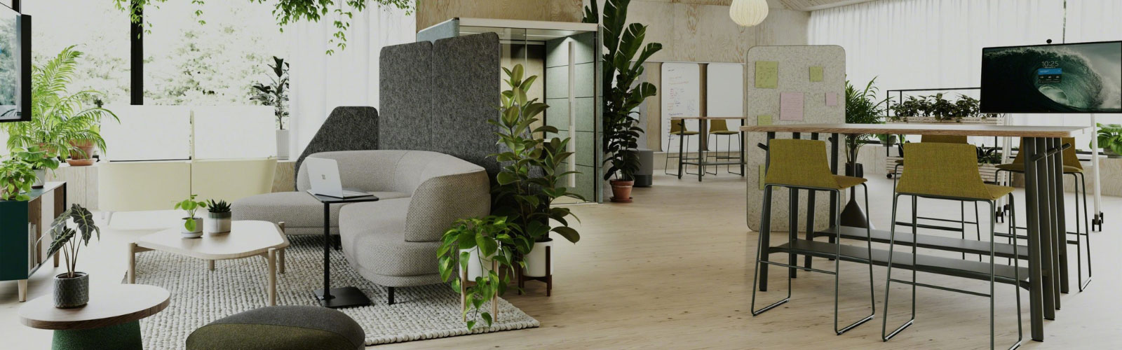 Modular and collaborative space in modern biophilic office