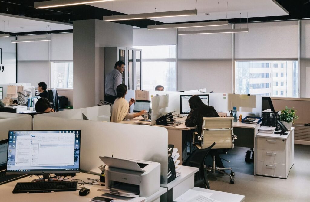 Traditional office cubicles