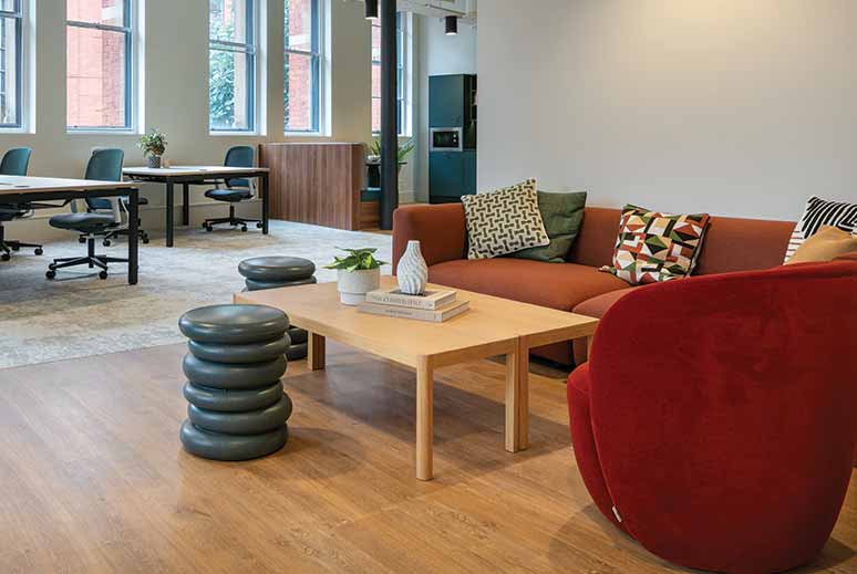 Social soft seating and individual work staions. Modern Office seating