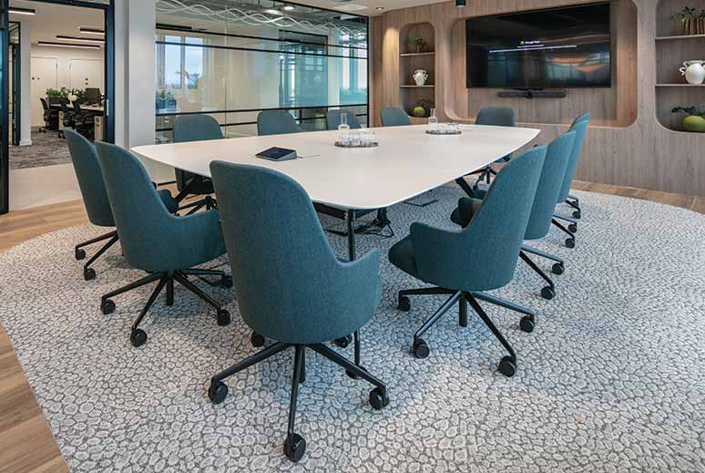 Penketh Interiors Workplace Technolog in modern boardroomManchester - Boardroom with workplace technology